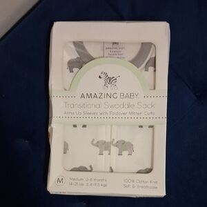 Amazing Baby Transitional Swaddle Sack - Gray Elephant Print